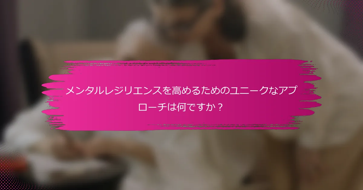メンタルレジリエンスを高めるためのユニークなアプローチは何ですか？